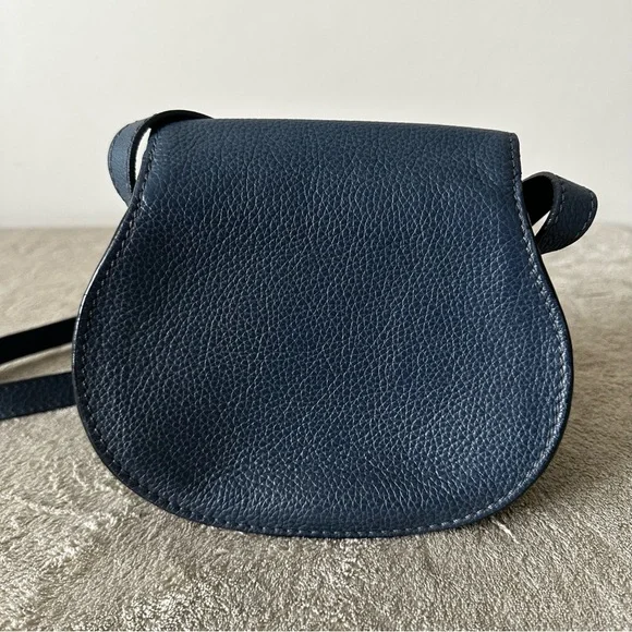 Chloe Leather Mini Marcie Crossbody Navy Blue - Picture 2 of 13